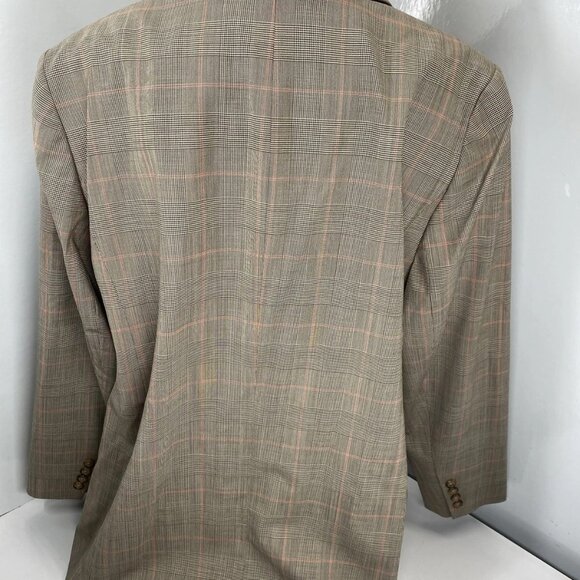 NEW LAUREN RALPH LAUREN Glen Check Double-Breasted Blazer Size 16W Tan/Pink - Picture 7 of 9